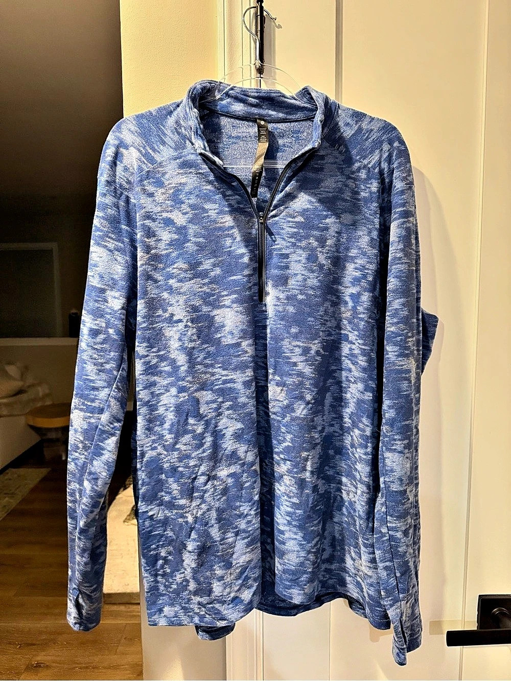Lululemon Surge Warm Half Zip Men's Blue & White Abstract Quarter-Zip XXL
